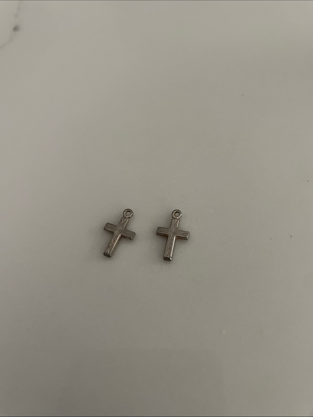 Small Silver Cross Charms - Pair